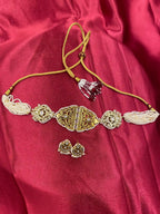 White Color Gold Plated Jadau Kundan Necklace Set - PJNS102