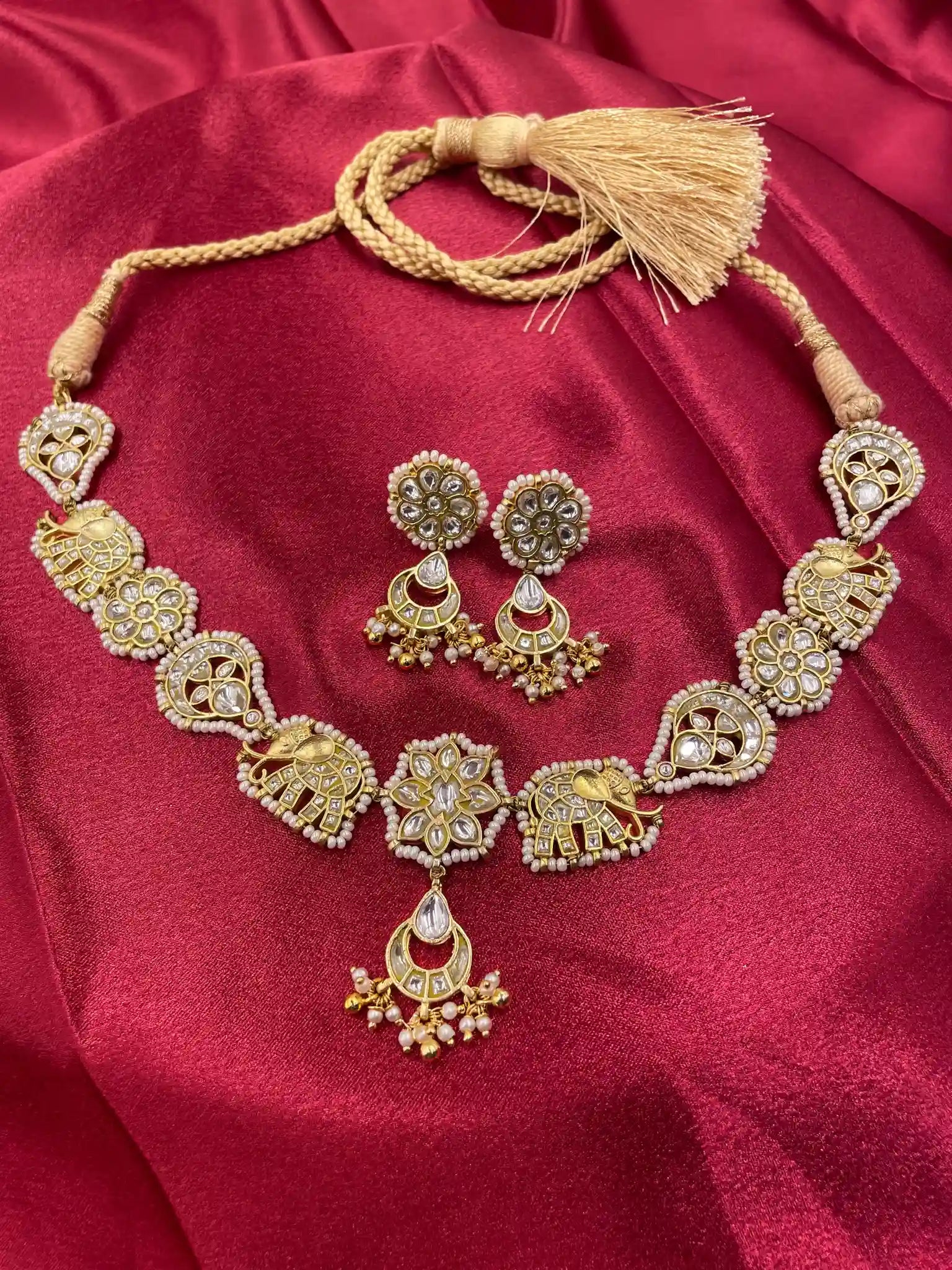Multicolor Jadau Kundan Necklace Set – PJNS019