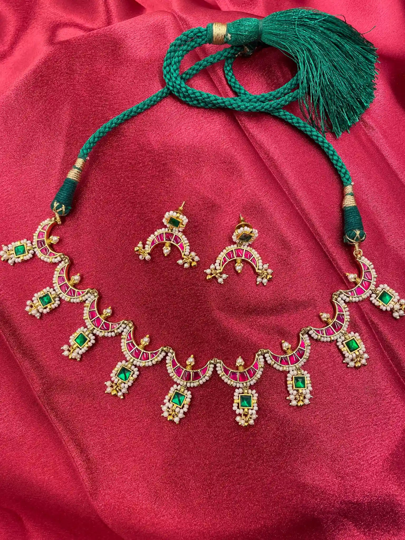 Multicolor Jadau Kundan Necklace Set – PJNS044