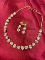 White Color Gold Plated Jadau Kundan Necklace and Maathapatti Set - PJNS104