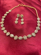 White Color Gold Plated Jadau Kundan Necklace and Maathapatti Set - PJNS104