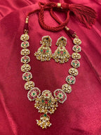 MultiColor Gold Plated  Jadau Kundan Necklace Set - PJNS105