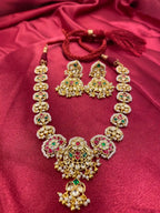MultiColor Gold Plated  Jadau Kundan Necklace Set - PJNS105