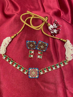MultiColor Gold Plated Jadau Kundan Necklace Set - PJNS106