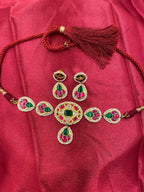 Multicolor Gold Plated Jadau Kundan Necklace Set - PJNS108