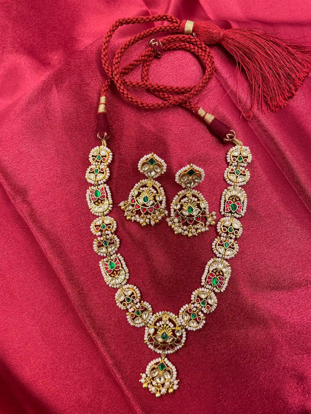 MultiColor Gold Plated Jadau Kundan Neckalce Set - PJNS112
