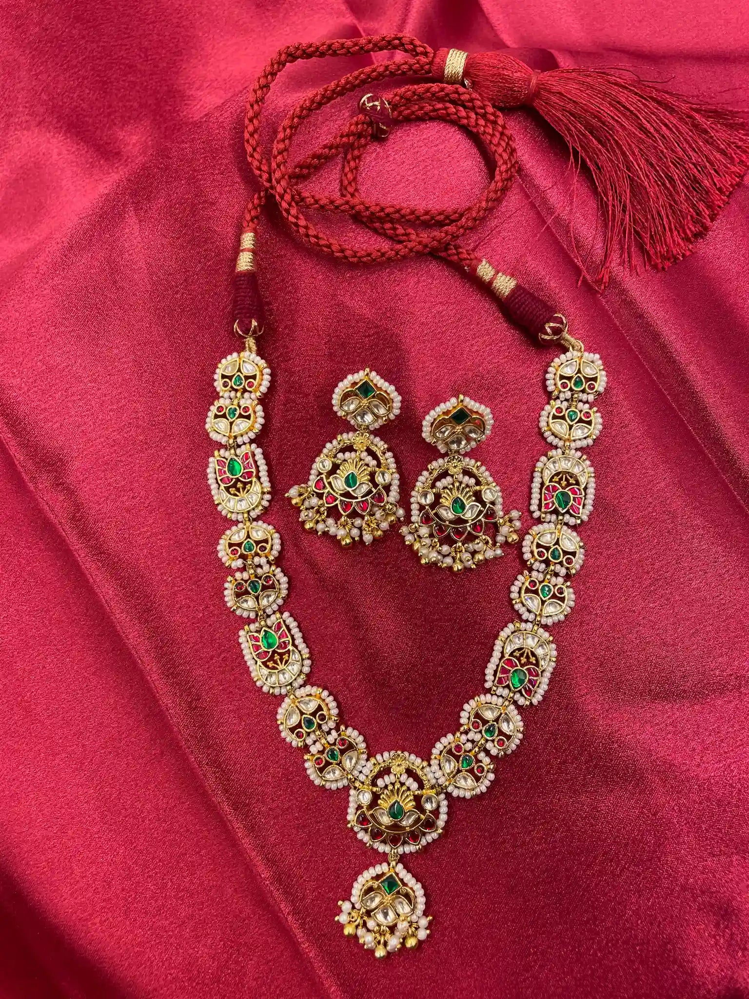 MultiColor Gold Plated Jadau Kundan Neckalce Set - PJNS112