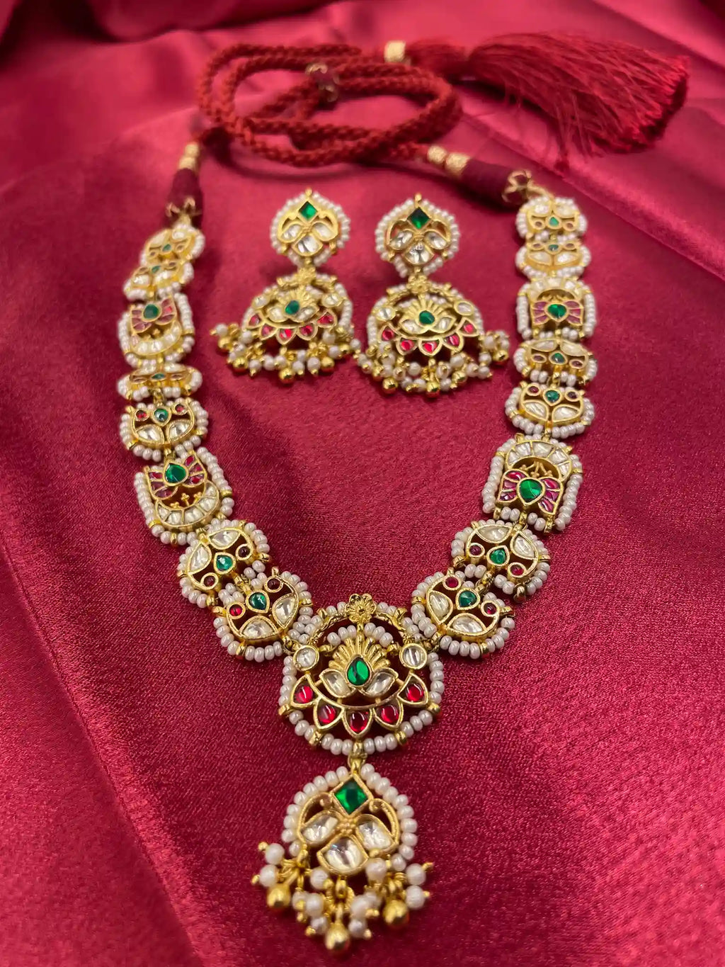 MultiColor Gold Plated Jadau Kundan Neckalce Set - PJNS112