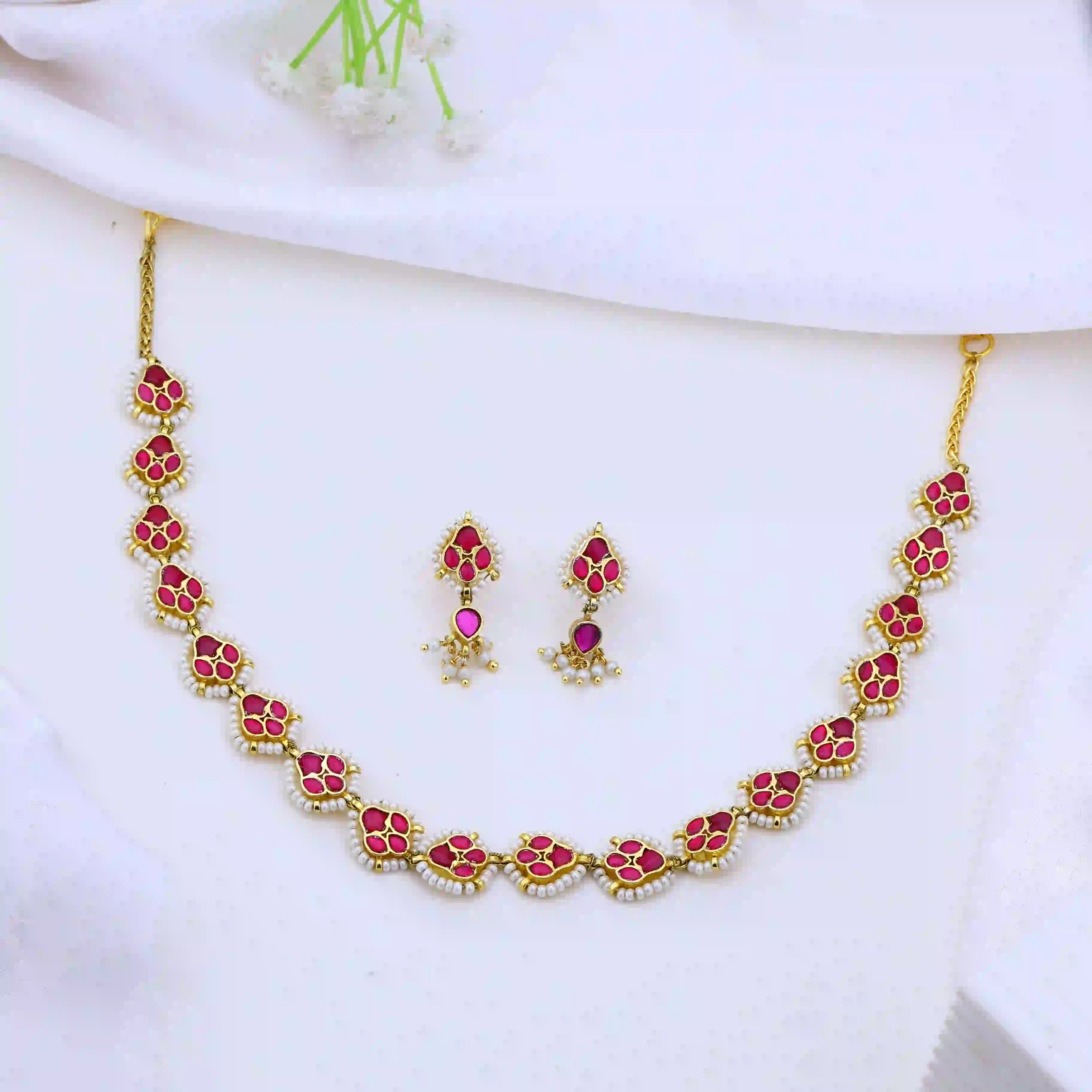 Multicolor Jadau Kundan Necklace & Maathapatti Set – PJNS014