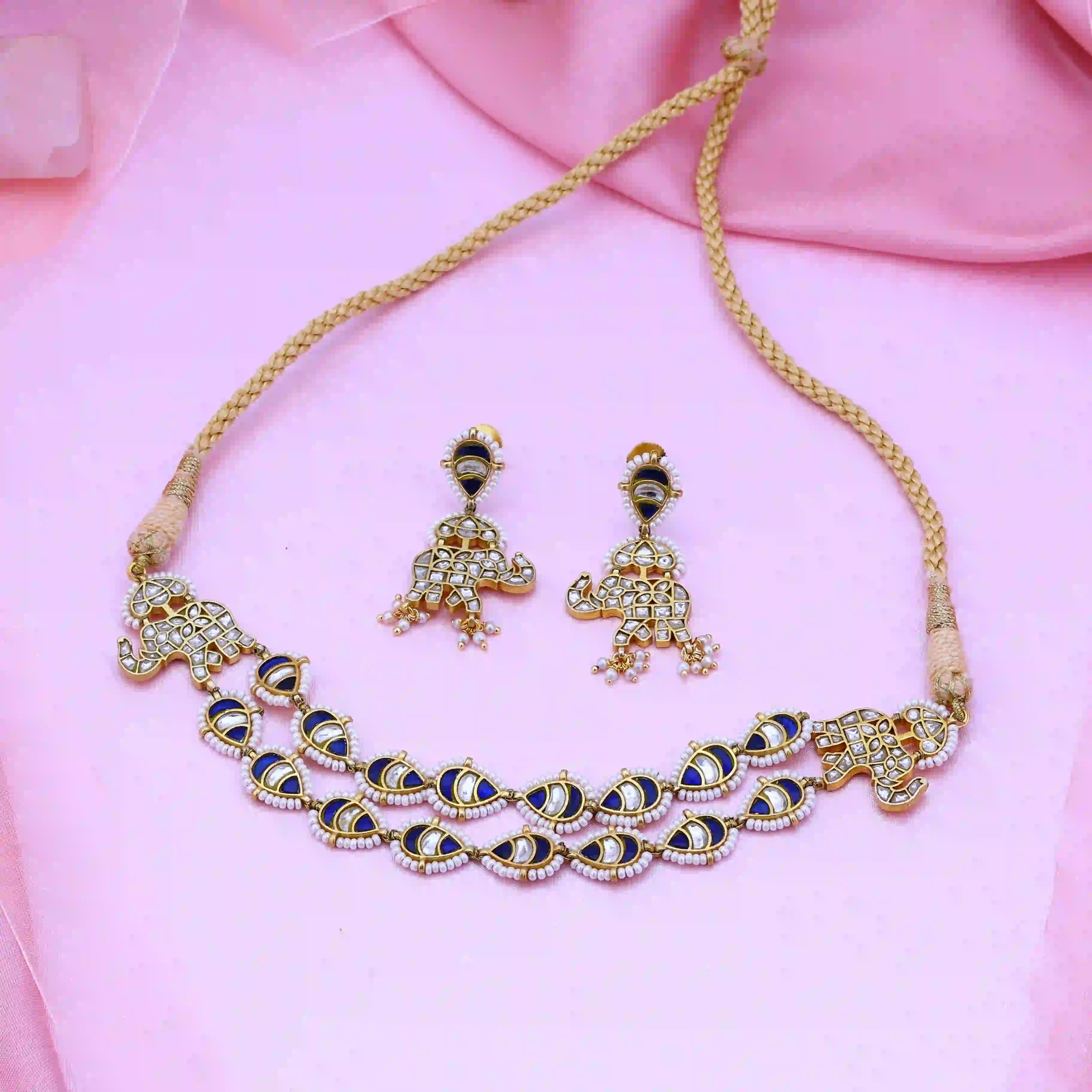 Multicolor Jadau Kundan Necklace Set-PJNS04