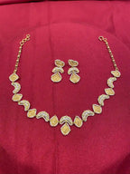 White Color Gold Plated Jadau Kundan Necklace Set - PJNS304