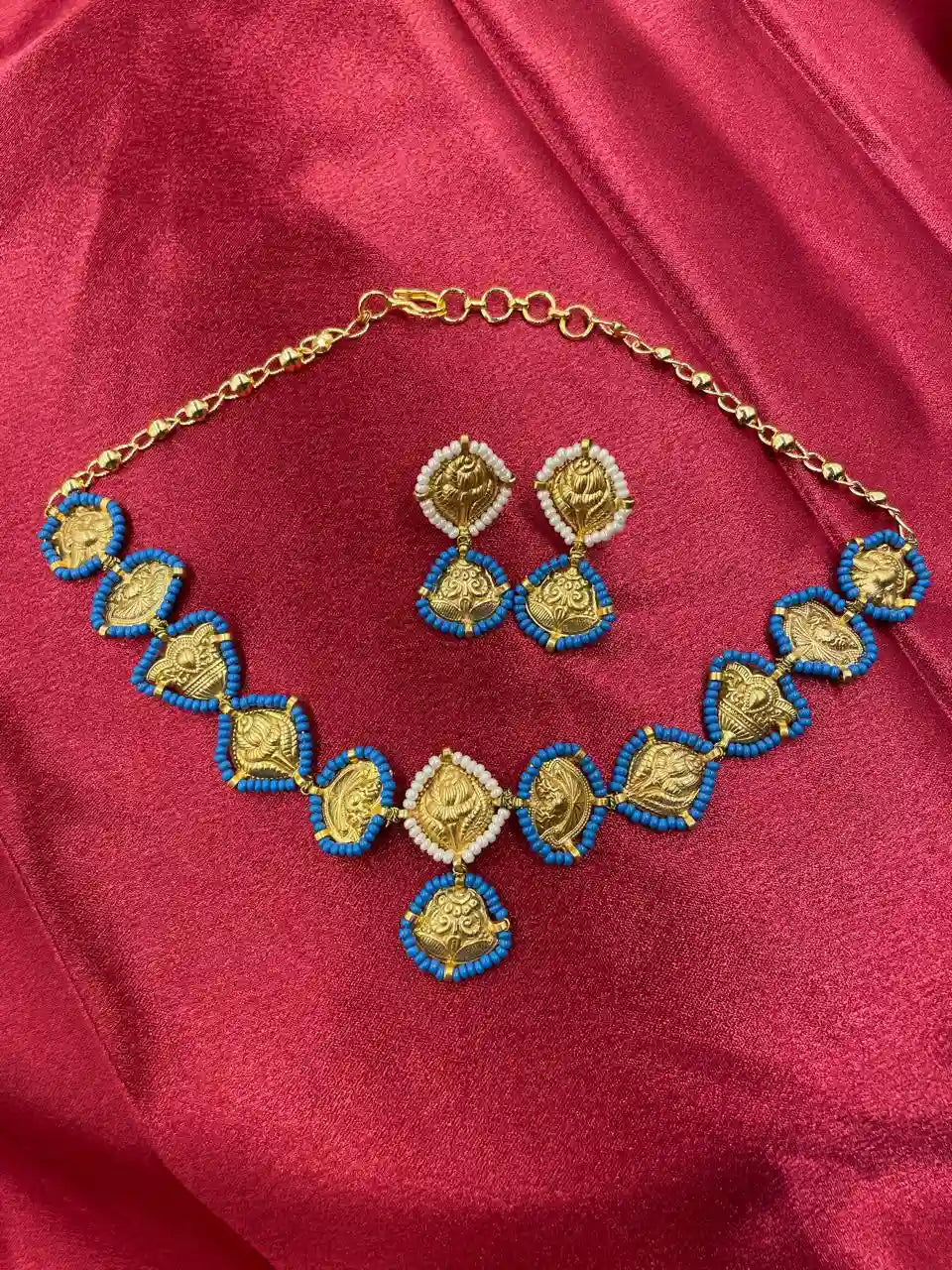 Gold Plated Jadau Kundan Necklace Set - PJNS329