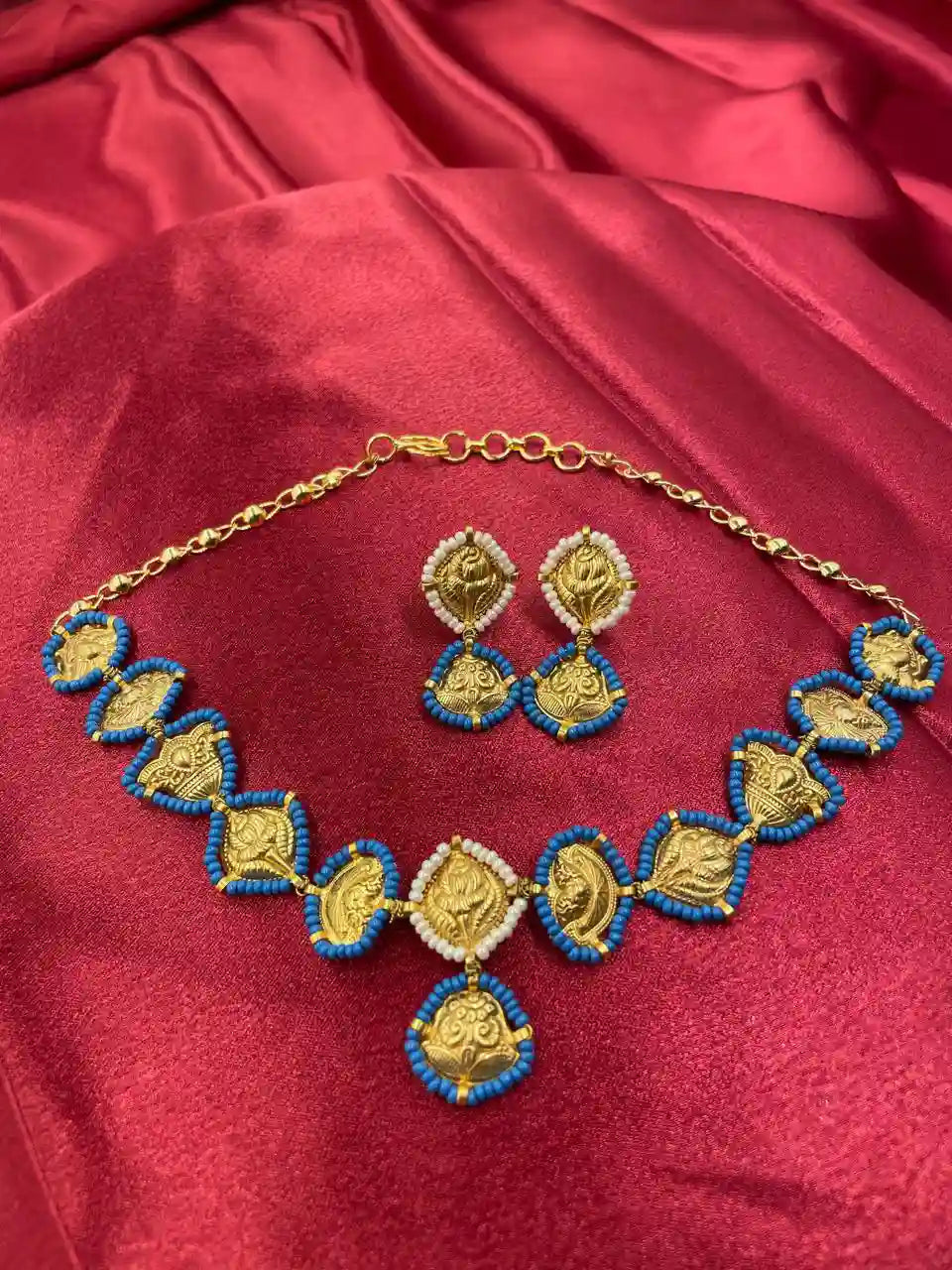 Gold Plated Jadau Kundan Necklace Set - PJNS329