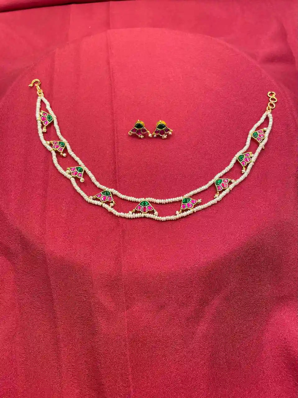 MultiColor Jadau Kundan Necklace Set - PJB309
