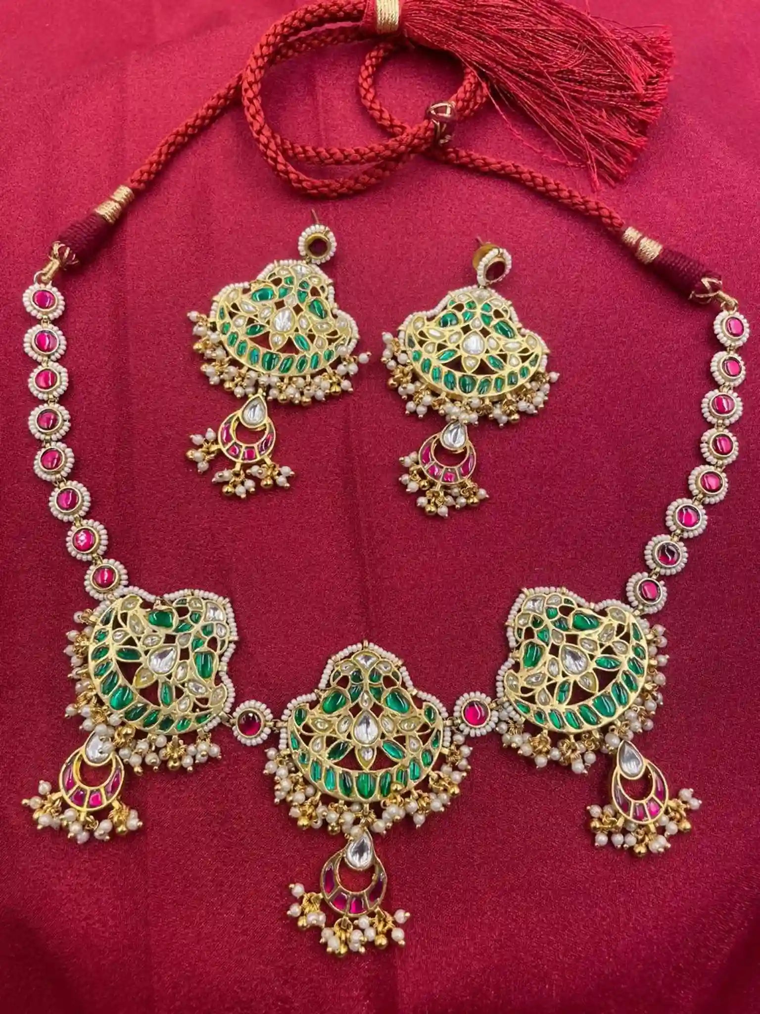 Multicolor Jadau Kundan Necklace Set – PJNS042