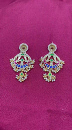 MultiColor Gold Plated Jadau Kundan Earrings - PJER325