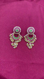 MultiColor Gold Plated Jadau kundan Earrings - PJER315