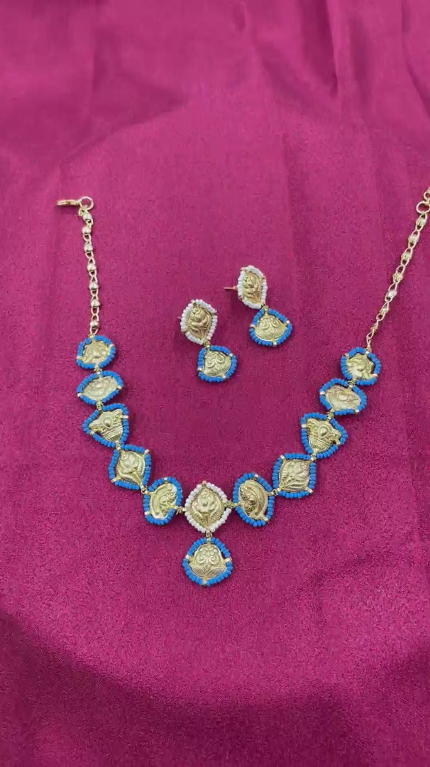Gold Plated Jadau Kundan Necklace Set - PJNS329
