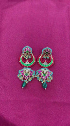 Multicolor Gold Plated Jadau Kundan  Earrings– PJER324