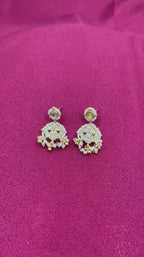 Whitecolor Gold Plated Jadau Kundan  Earrings– PJER320