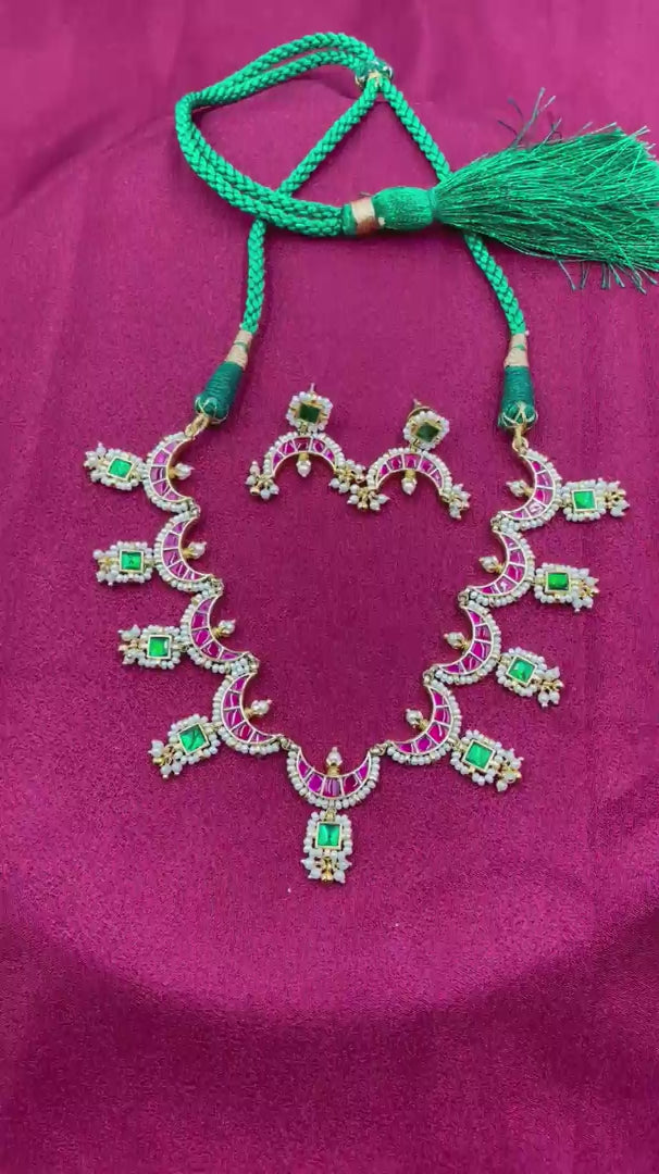 Multicolor Jadau Kundan Necklace Set – PJNS044