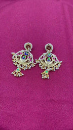 MultiColor Gold Plated Jadau Kundan  Earrings - PJER313