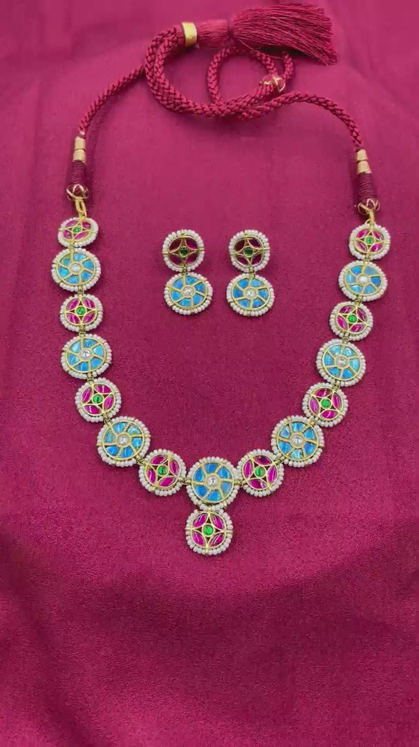 Multicolor Jadau Kundan Necklace Set – PJNS020