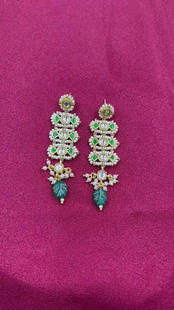 Multicolor Gold Plated Jadau Kundan  Earrings– PJER322